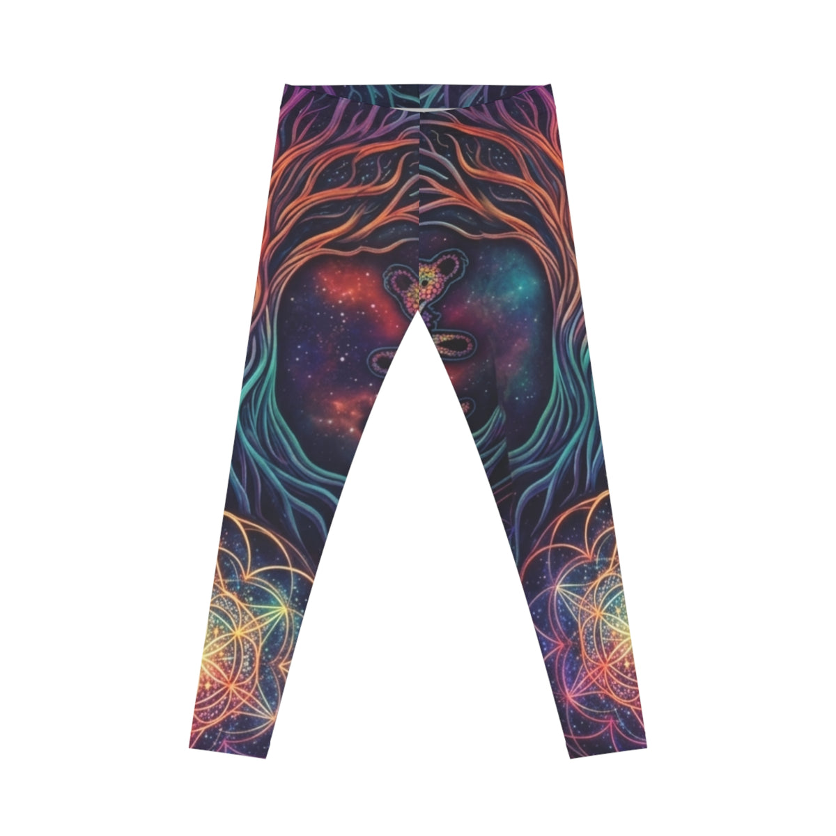 Deadhead Leggings | Earth Tone Sacred Geometry Yoga Pants, Psychedelic Galaxy Seed of Life Festival Wear Boho Leggings