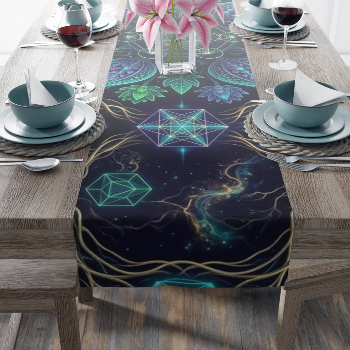 Sacred Geometry Mandala Table Runner