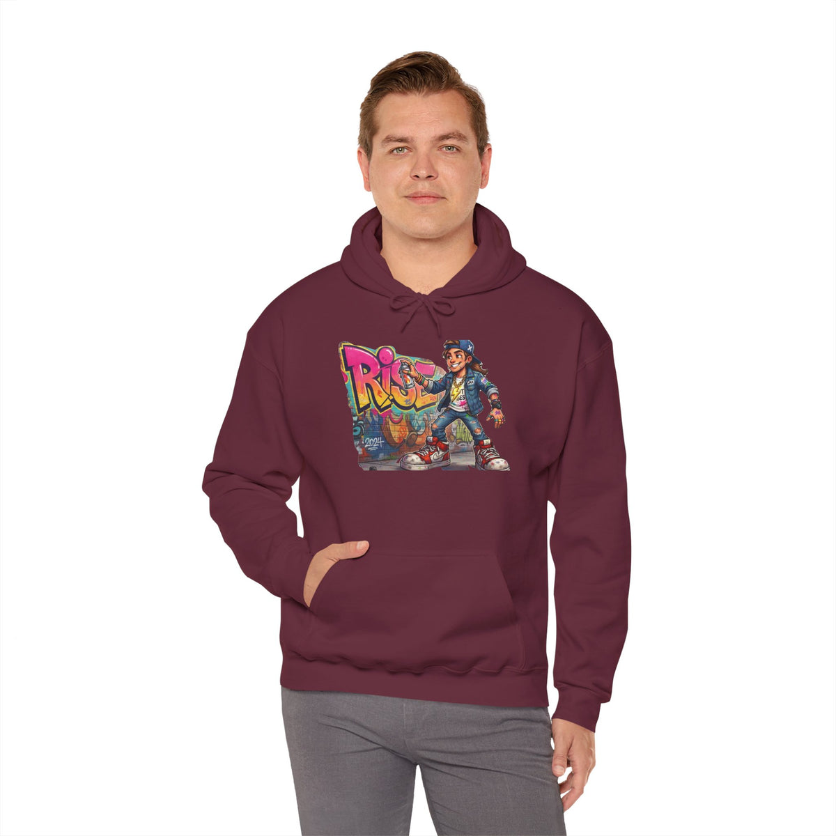 Retro Graffiti Kid Hoodie | Skate Street Art Pullover