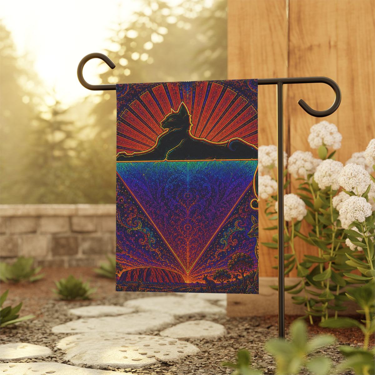 Grateful Dead Cat Pyramid Garden & House Banner | Psychedelic Steal Your Face Flag
