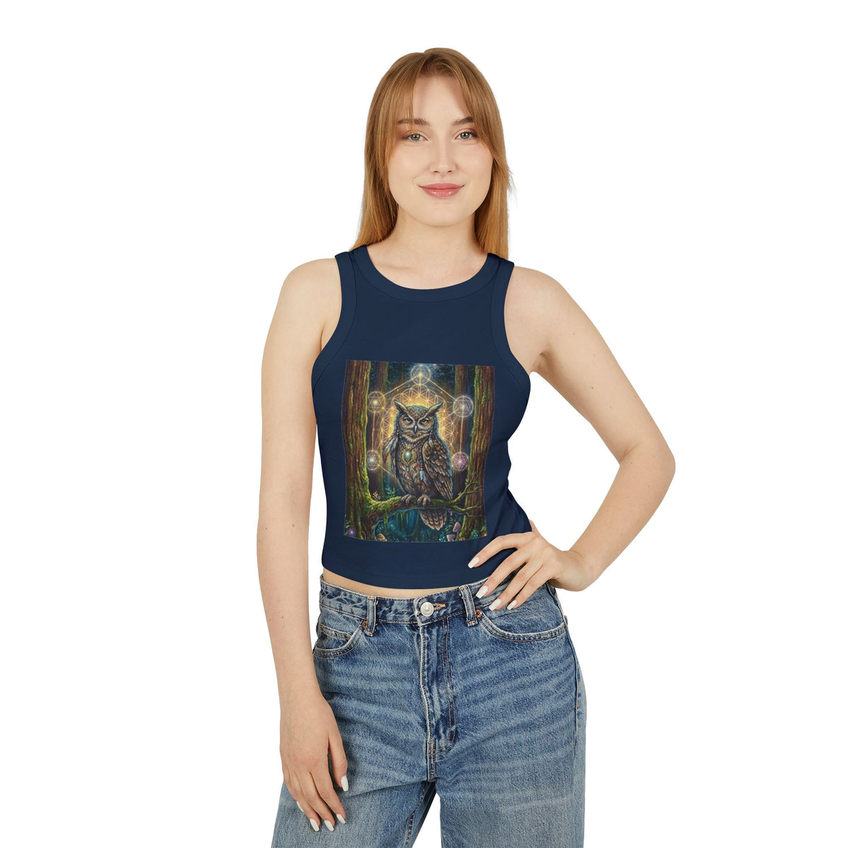 Mystic Owl Forest Artwork Tank Top | Spiritual Nature Illustration
