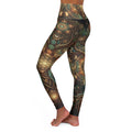 Sacred Geometry Leggings Celestial Mandala Pattern, Trippy Earthy Organic Line Work Boho Festival Apparel Pants