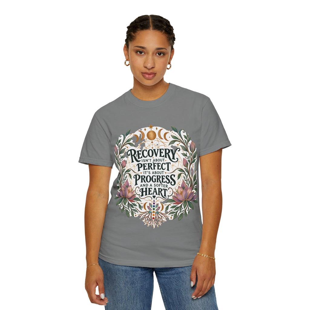 Recovery Progress Floral Typography T-Shirt | Inspirational Slogan Shirt