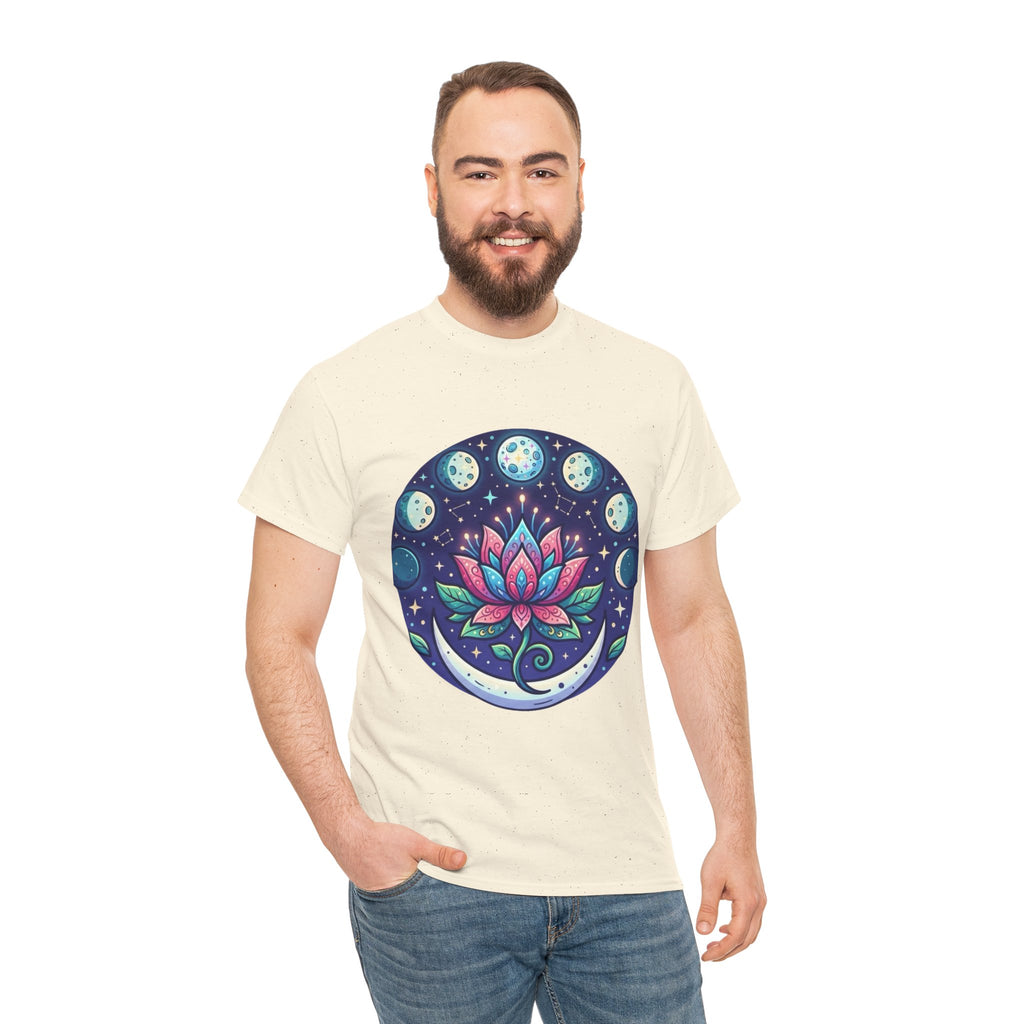 Lotus Moon Phase T-Shirt | Floral Mandala, Celestial Yoga Tee