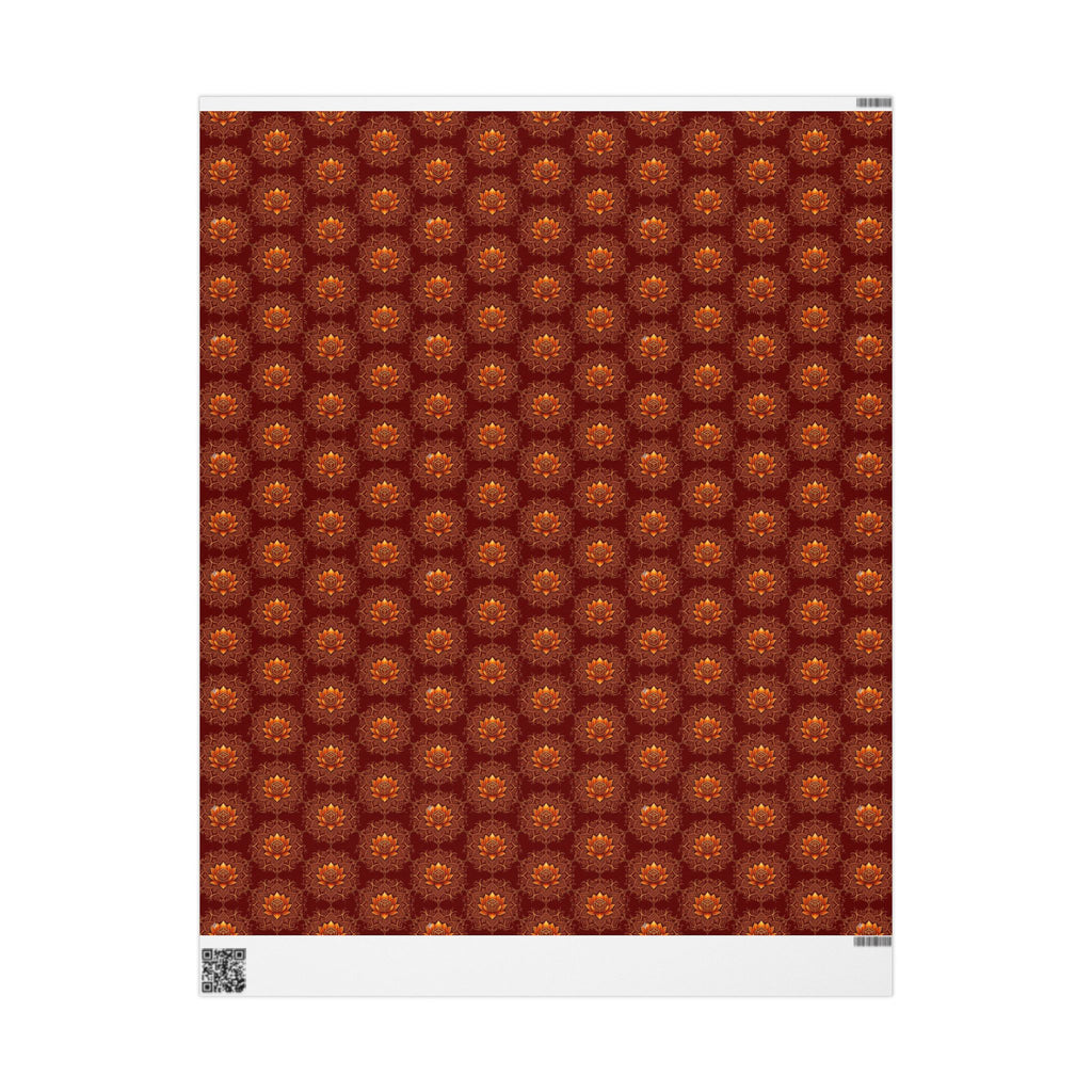 Autumn Floral Mandala Wrapping Papers | Burgundy Lotus Gift Wrap
