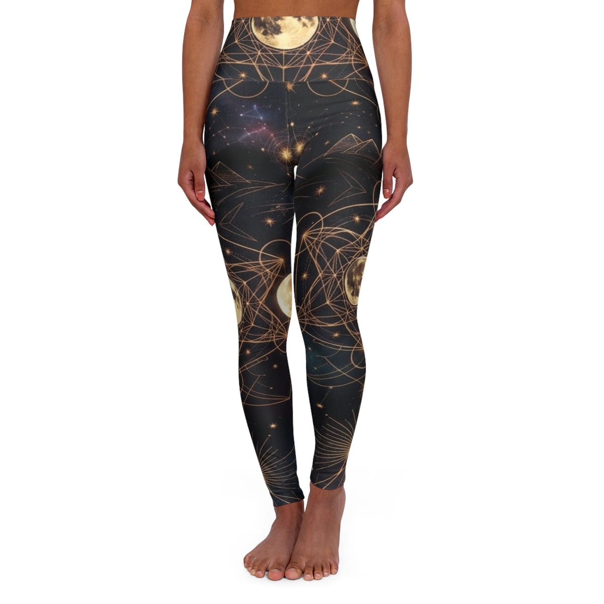 Celestial Moon & Constellation Yoga Leggings | High Waisted