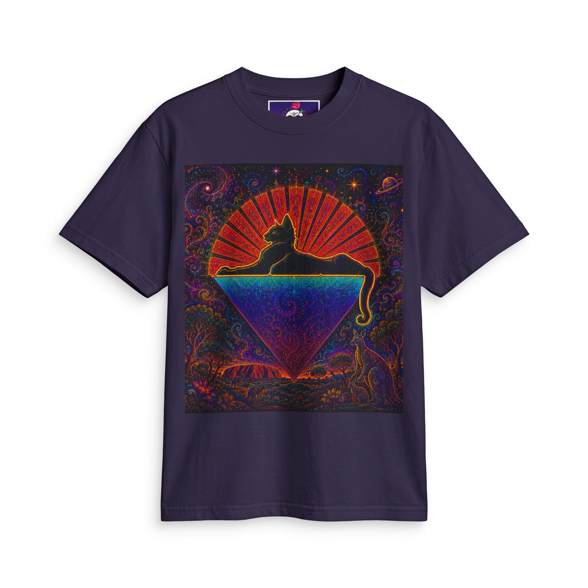 Psychedelic Grateful Dead cats down under the stairs T-Shirt | Rainbow Psytrance Art
