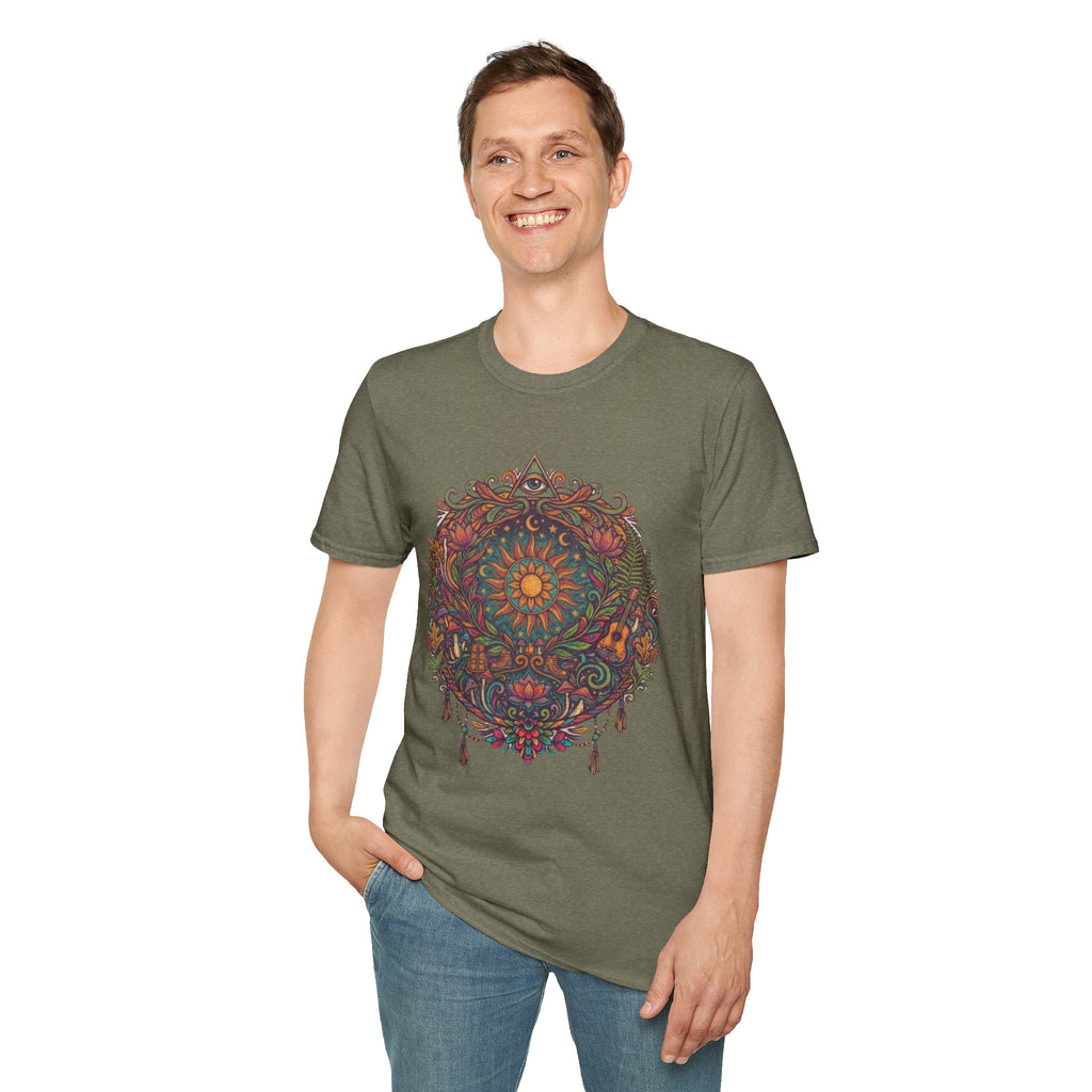 Floral Mandala Dreamcatcher T-Shirt | Boho Sunburst Psychedelic Tee