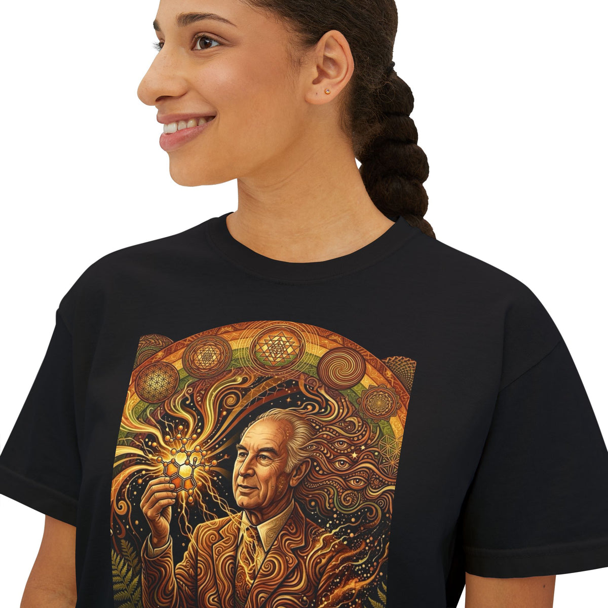 Albert Hoffman , deadhead style, burning man luminary , Steampunk Inventor Portrait Tee | Vintage Scientist Illustration
