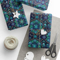 Teal Floral Mandala Wrapping Paper | Gift Wrap Roll, Botanical Pattern, Hippie Christmas wrapping paper, boho gift wrap, Deadhead present