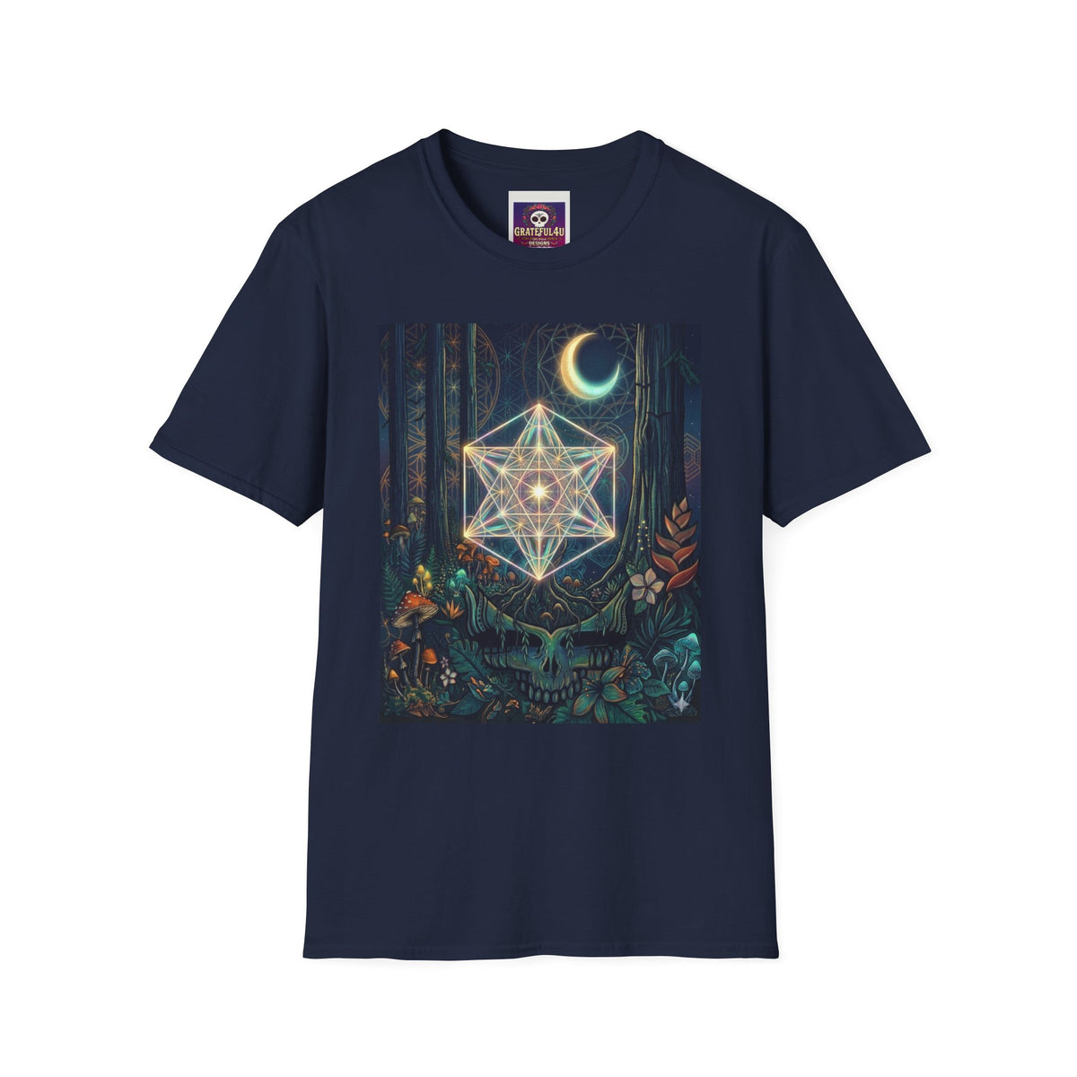 Geometric Star Mandala T-Shirt | Moon, Forest Skull, Mystic Nature