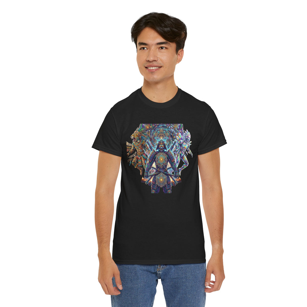 Mystic Geometric Shaman Tee | Spiritual Mandala, Psychedelic Vision Art, Burning Man Festival Tee shirt
