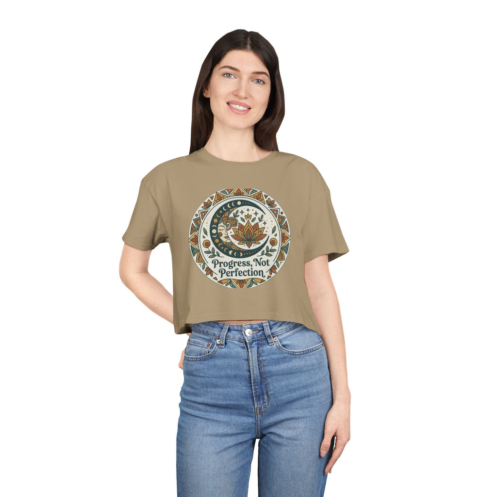 Progress Not Perfection Floral Mandala Crop Tee