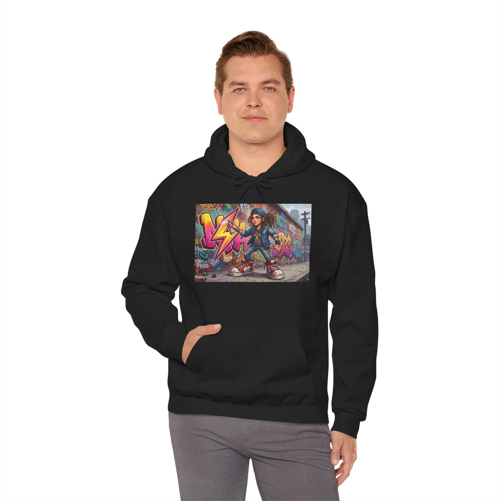 Graffiti Skater Kid Hoodie | Street Art Skateboard Sweatshirt