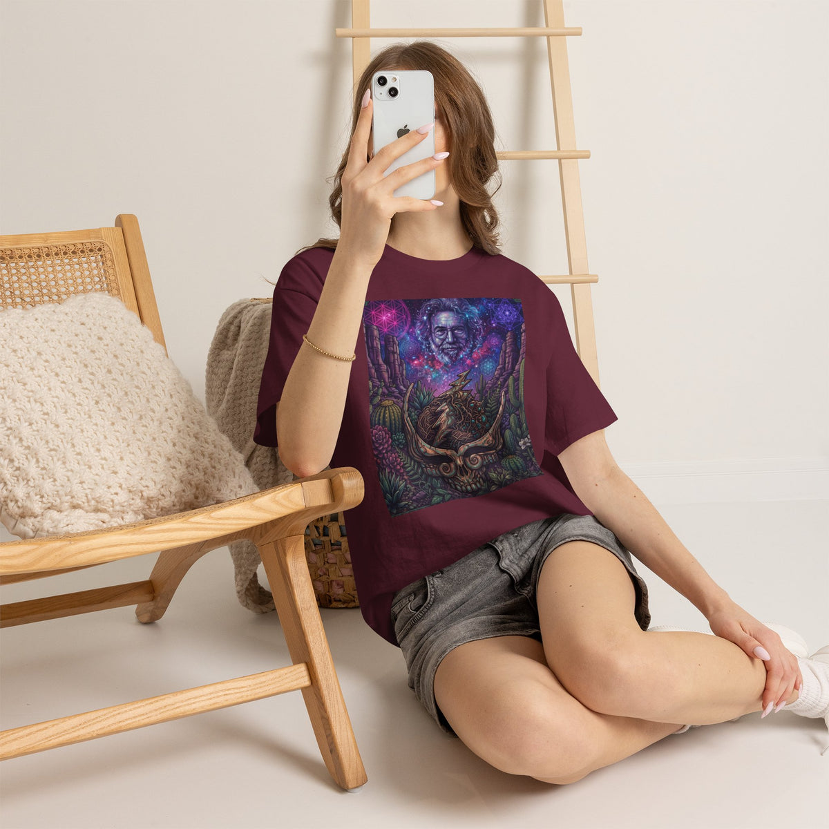 Cosmic Desert Skull Tee | Psychedelic Southwest Nightscape,Deadhead gift