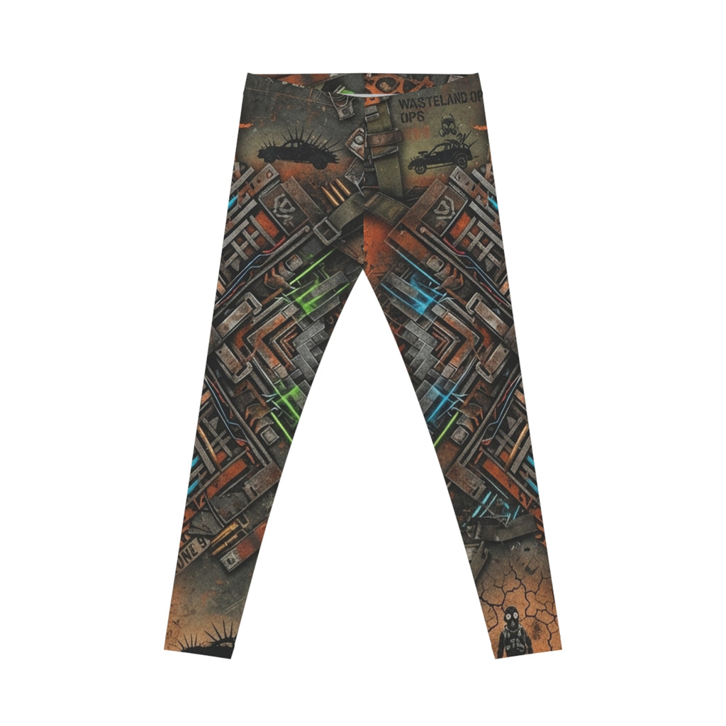 Steampunk Cityscape Leggings | Geometric Industrial Pattern