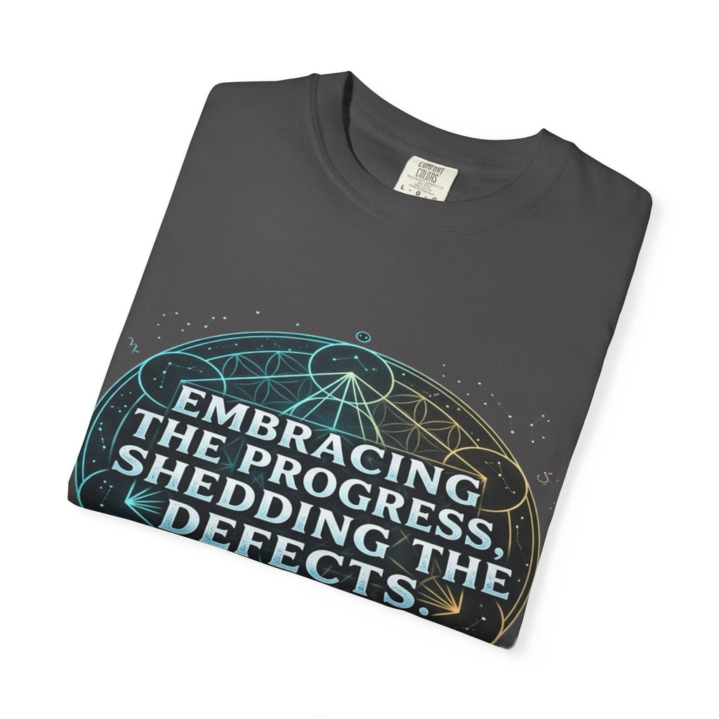 Embracing the Progress Shedding the Defects T-Shirt | Inspirational Typography Recovery , AA NA Sobriety Gift Apparel