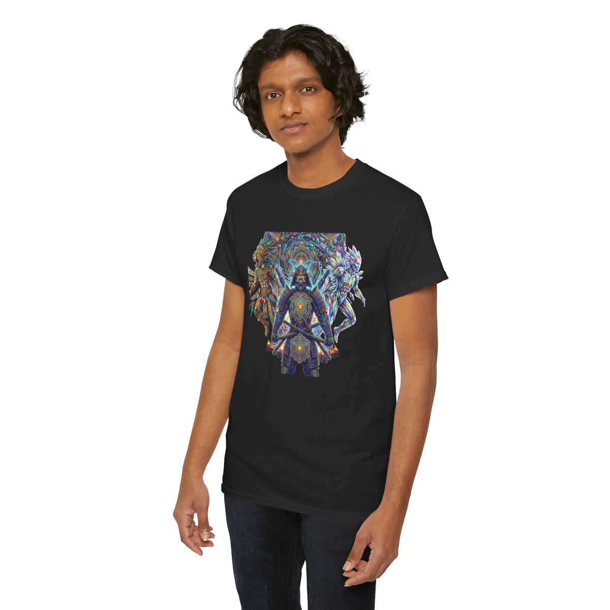 Mystic Geometric Shaman Tee | Spiritual Mandala, Psychedelic Vision Art, Burning Man Festival Tee shirt