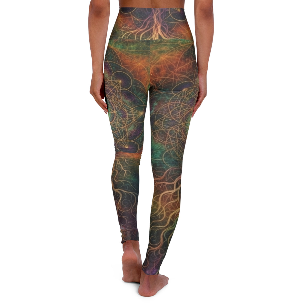Abstract Fractal High Waisted Yoga Leggings | Psychedelic Swirl Festival Pants