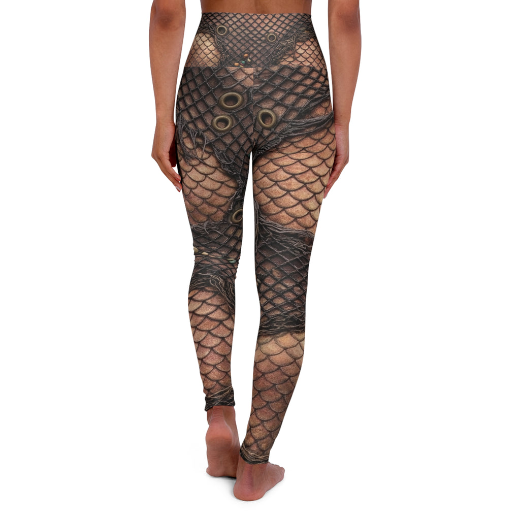 Fishnet Tattoo Pattern Leggings | High Waisted Yoga Leggings, Festival Leggins, Burning Man, EDC, Raver Legging, Deadhead, HippieStyle