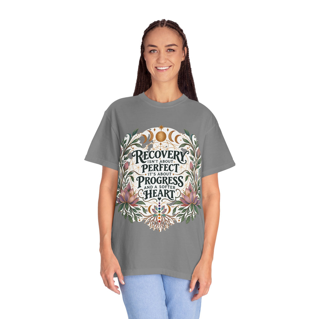 Recovery Progress Floral Typography T-Shirt | Inspirational Slogan Shirt