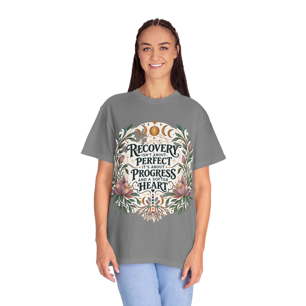 Recovery Progress Floral Typography T-Shirt | Inspirational Slogan Shirt