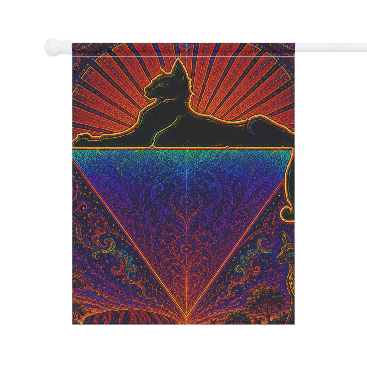 Grateful Dead Cat Pyramid Garden & House Banner | Psychedelic Steal Your Face Flag