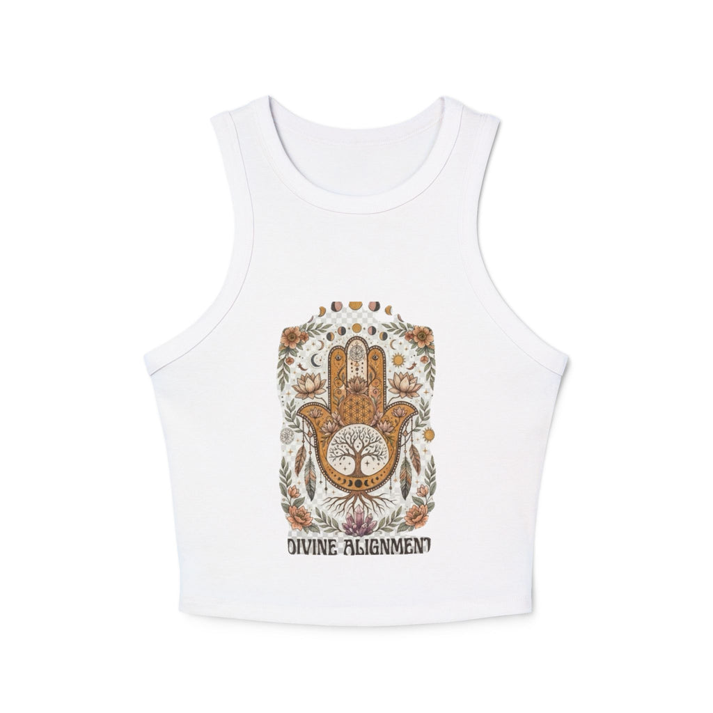 Hamsa Hand 'Divine Alignment' Tank Top | Spiritual Boho Chakra Crop