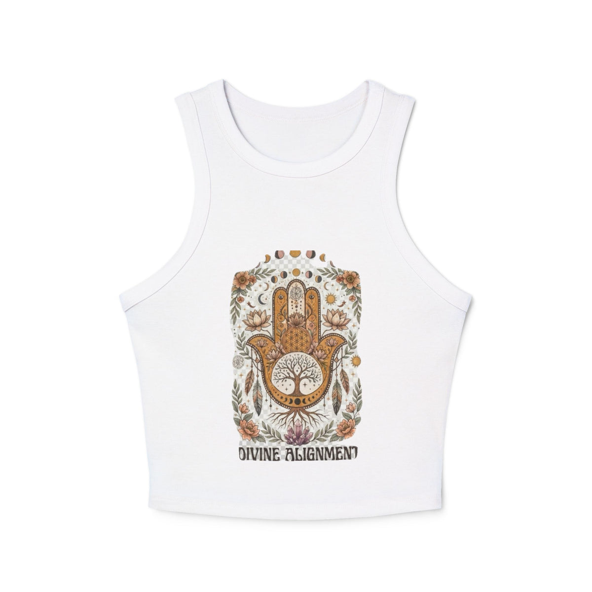 Hamsa Hand 'Divine Alignment' Tank Top | Spiritual Boho Chakra Crop