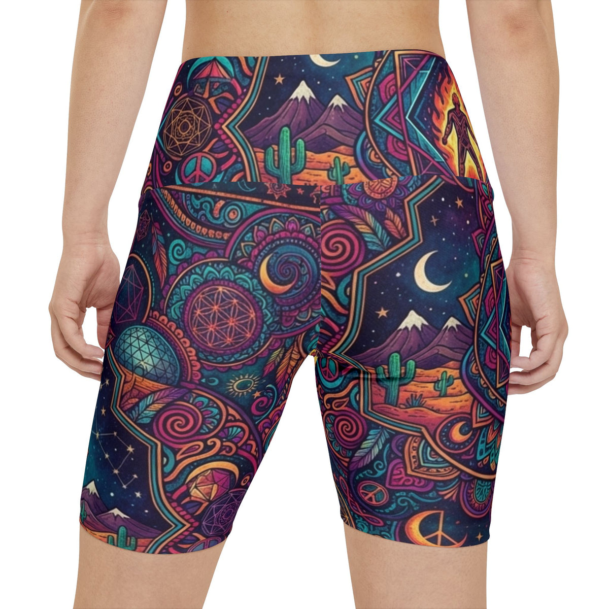 Mystical Celestial Desert Mandala Workout Shorts