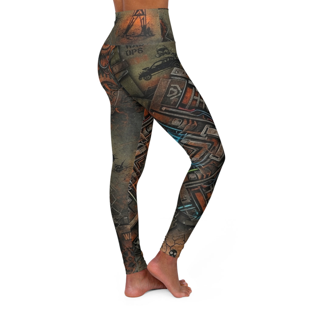 Tribal Geometric Steampunk Pattern High Waisted Leggings | All-Over Print
