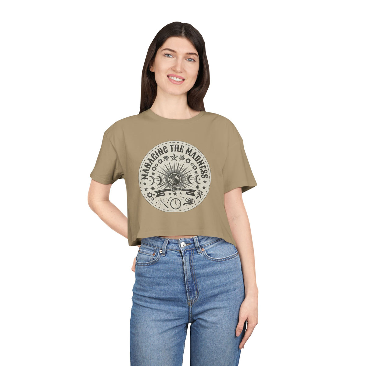 Moon Phases Mandala Crop Tee | Astrological Celestial Design