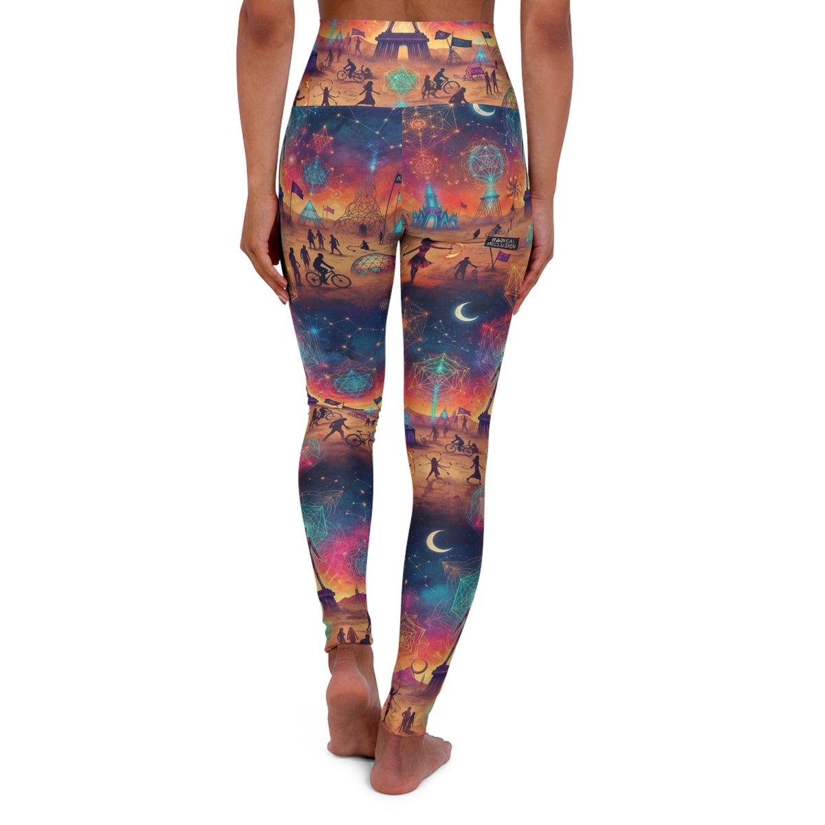 Cosmic Sunset Yoga Leggings | Celestial Moon Stars AOP