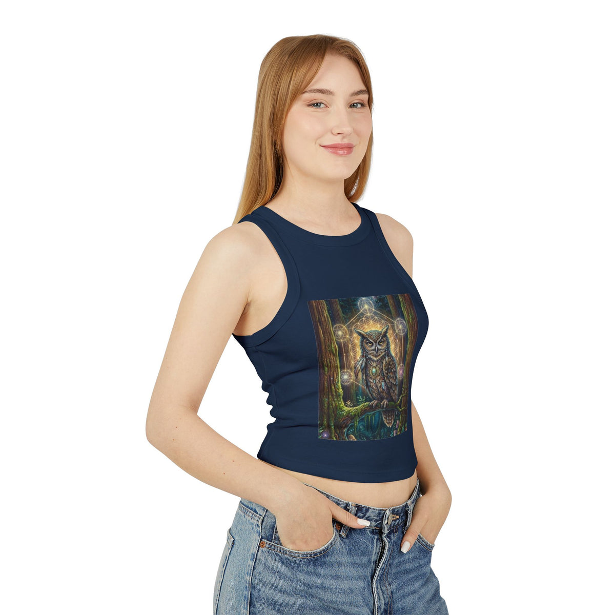 Mystic Owl Forest Artwork Tank Top | Spiritual Nature Illustration
