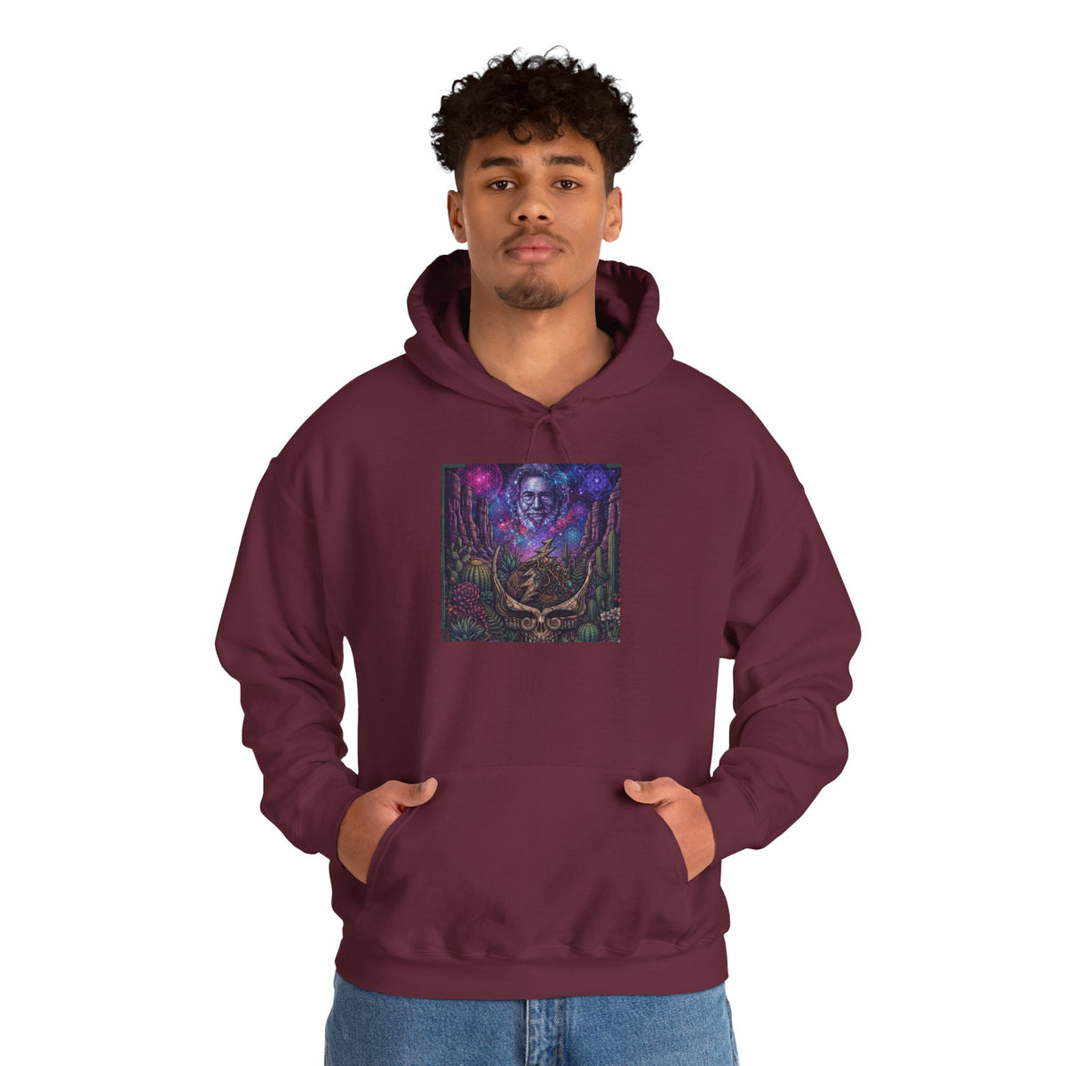 Psychedelic Skull Shaman Hoodie | Mystical Forest Totem Sweatshirt, deadhead gift