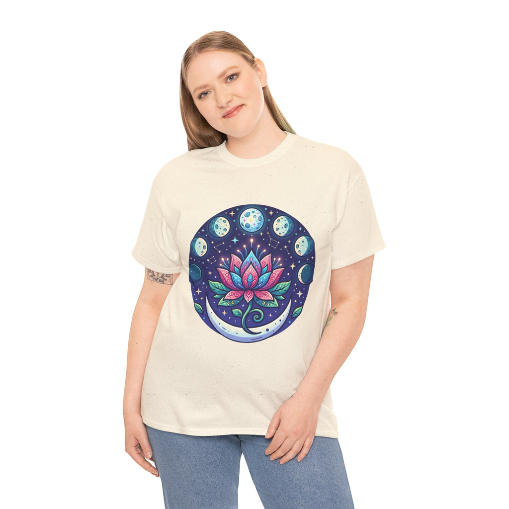 Lotus Moon Phase T-Shirt | Floral Mandala, Celestial Yoga Tee