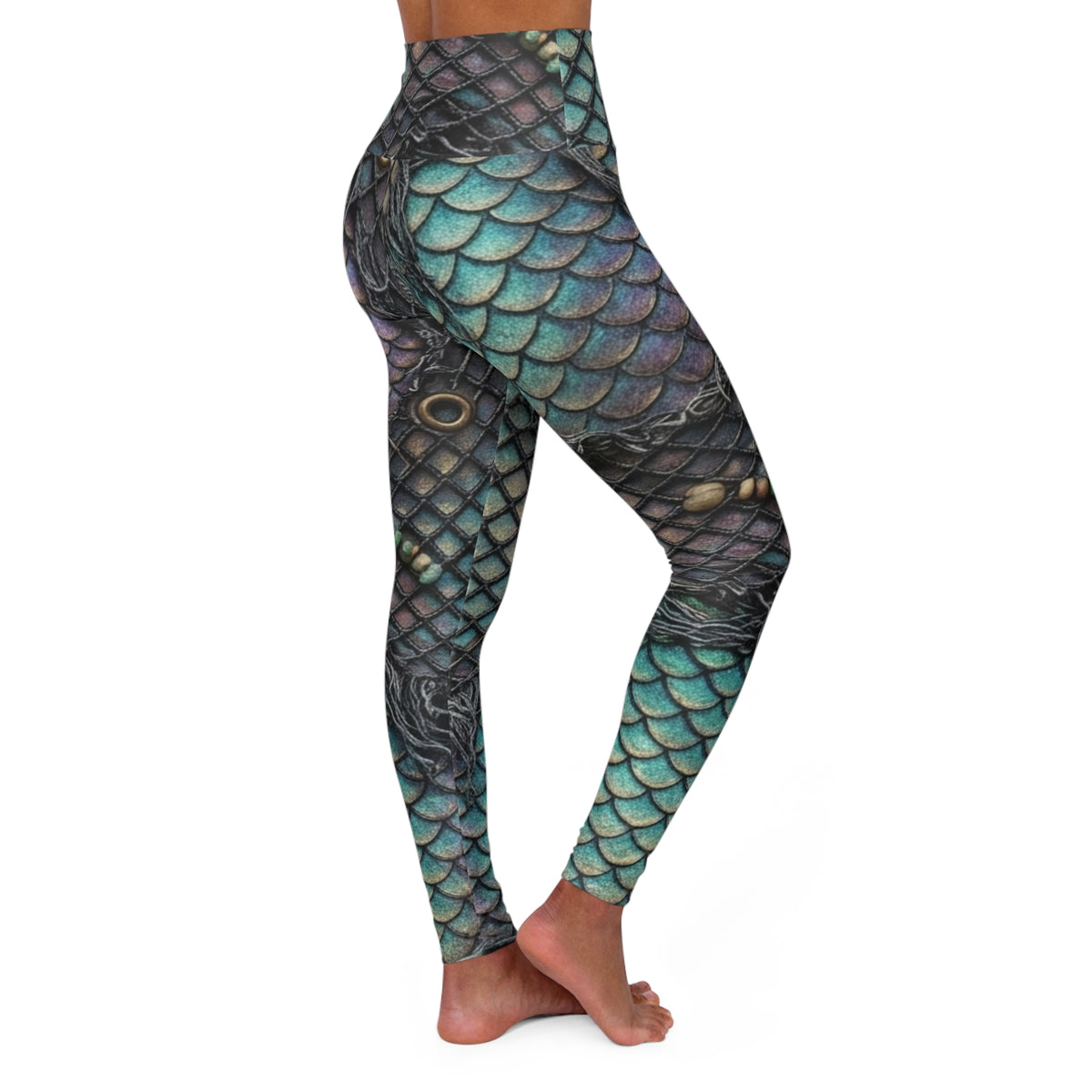Mermaid Scale Leggings for Women – Gothic Siren Yoga Pants, Edgy Festival Apparel & Halloween Cosplay Tights
