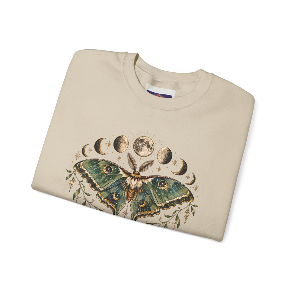 Luna Moth and Moon Phases Sweatshirt | Botanical Moth Illustration