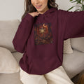 Mystical Moon Forest scene Hoodie | Crescent Moon Owl Night Illustration, deadhead gift