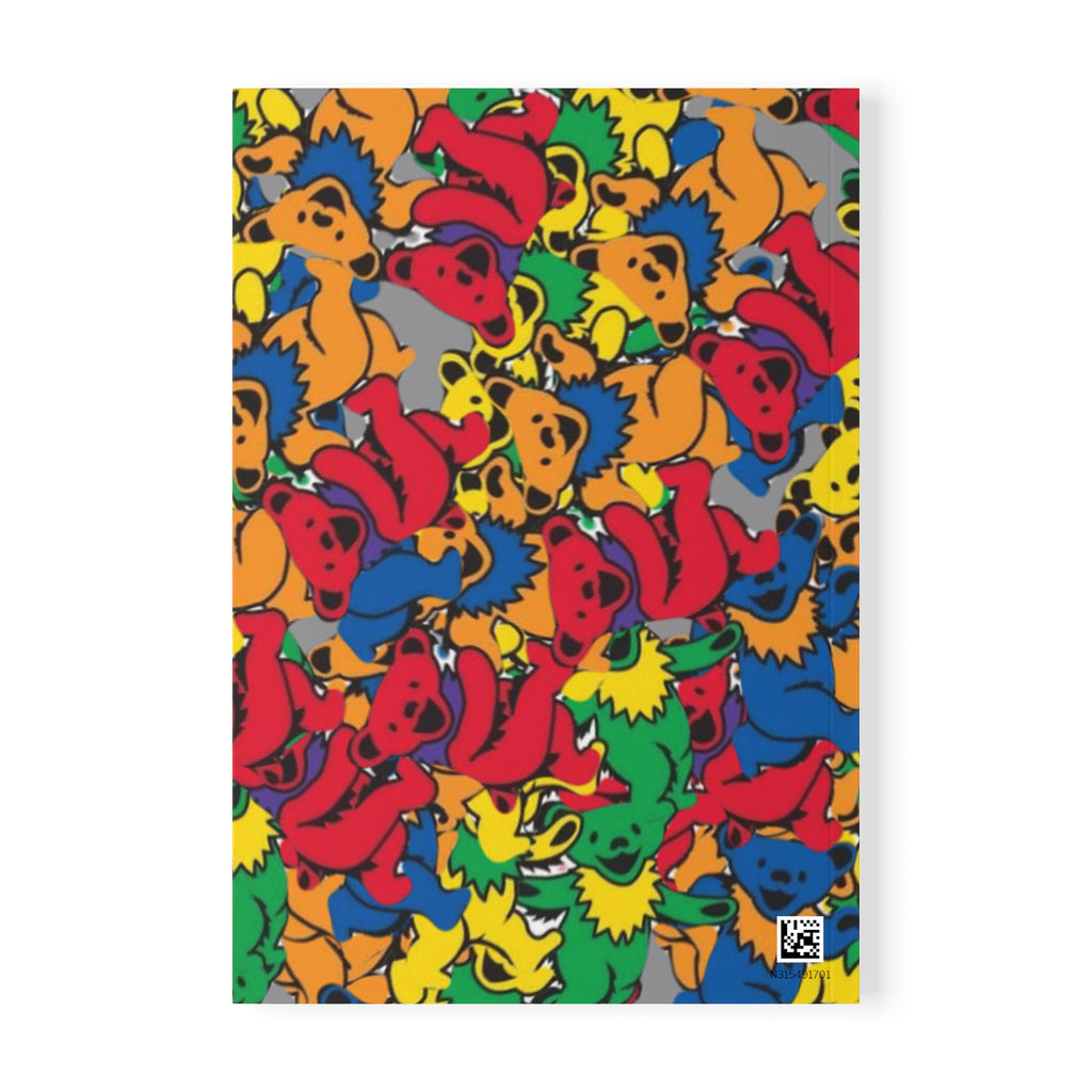 Colorful Animal Softcover Notebook, A5 | Journal for Kids, Creative Writing, Grateful Dead bear tie-dye