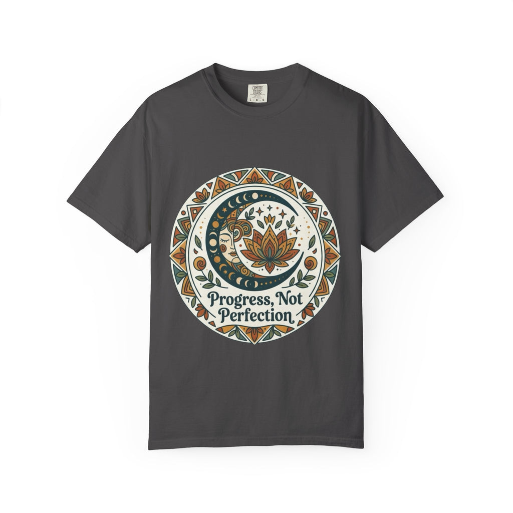 Progress Not Perfection T-shirt | Boho Lotus Mandala