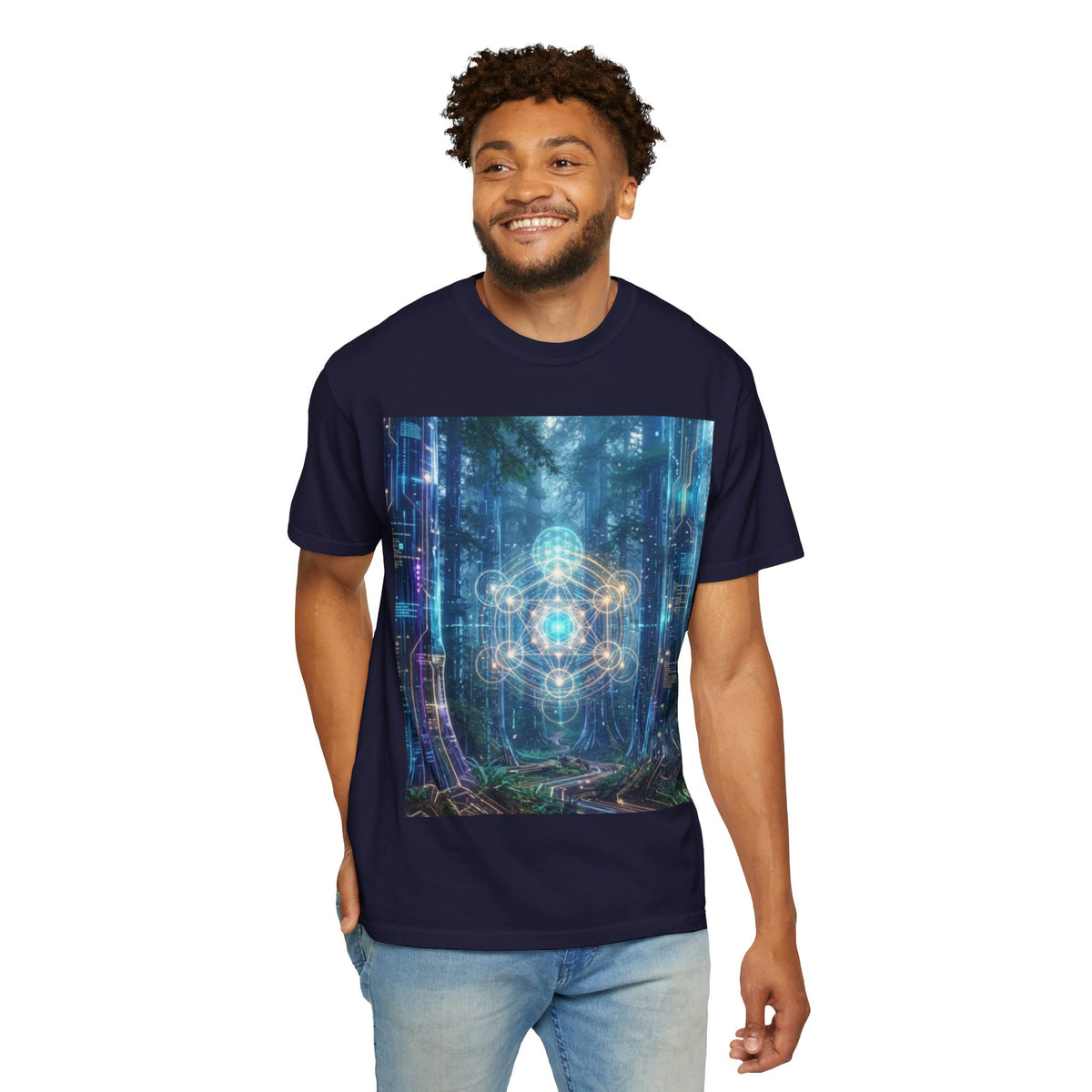 Mystic Forest Sacred Geometry T-shirt | Spiritual Nature Mandala