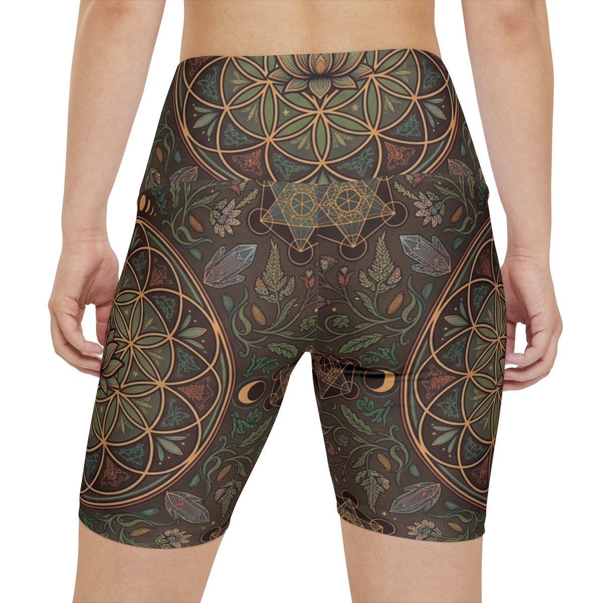 Sacred Geometry Floral Pattern Workout Shorts