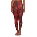 Red Snake Scale Print High Waisted Yoga Leggings, AOP, EDC, Burning Man Festival, Coachella, Halloween, Deadhead, Festival concert goer