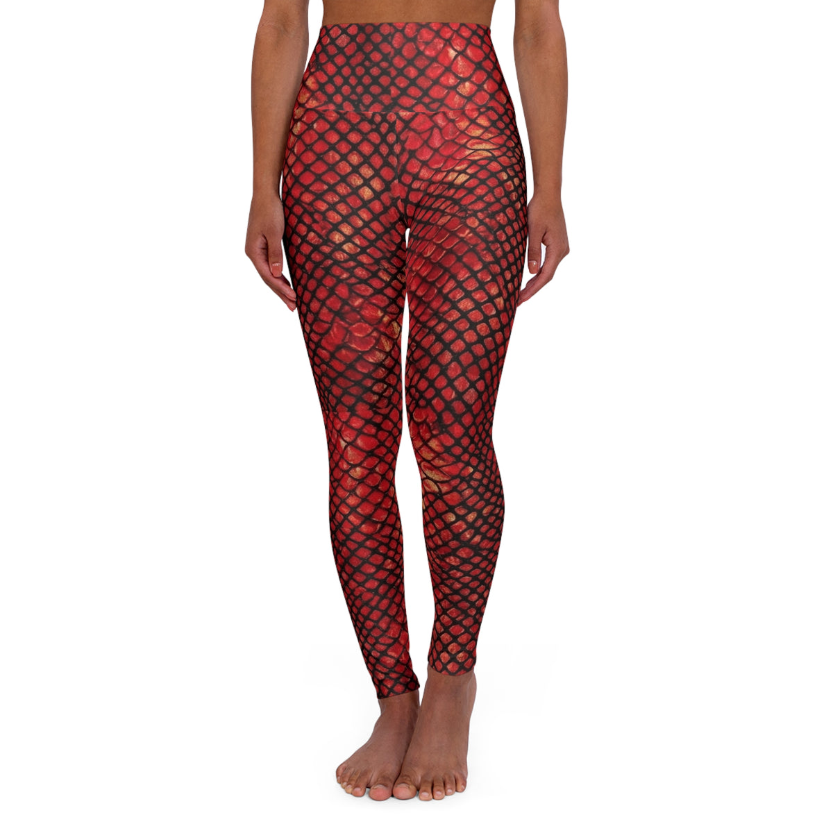 Red Snake Scale Print High Waisted Yoga Leggings, AOP, EDC, Burning Man Festival, Coachella, Halloween, Deadhead, Festival concert goer