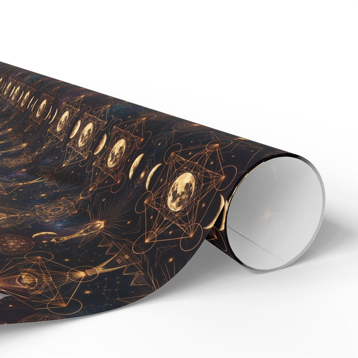 Gold Geometric Orb Pattern Wrapping Paper | Celestial Abstract Gift Wrap