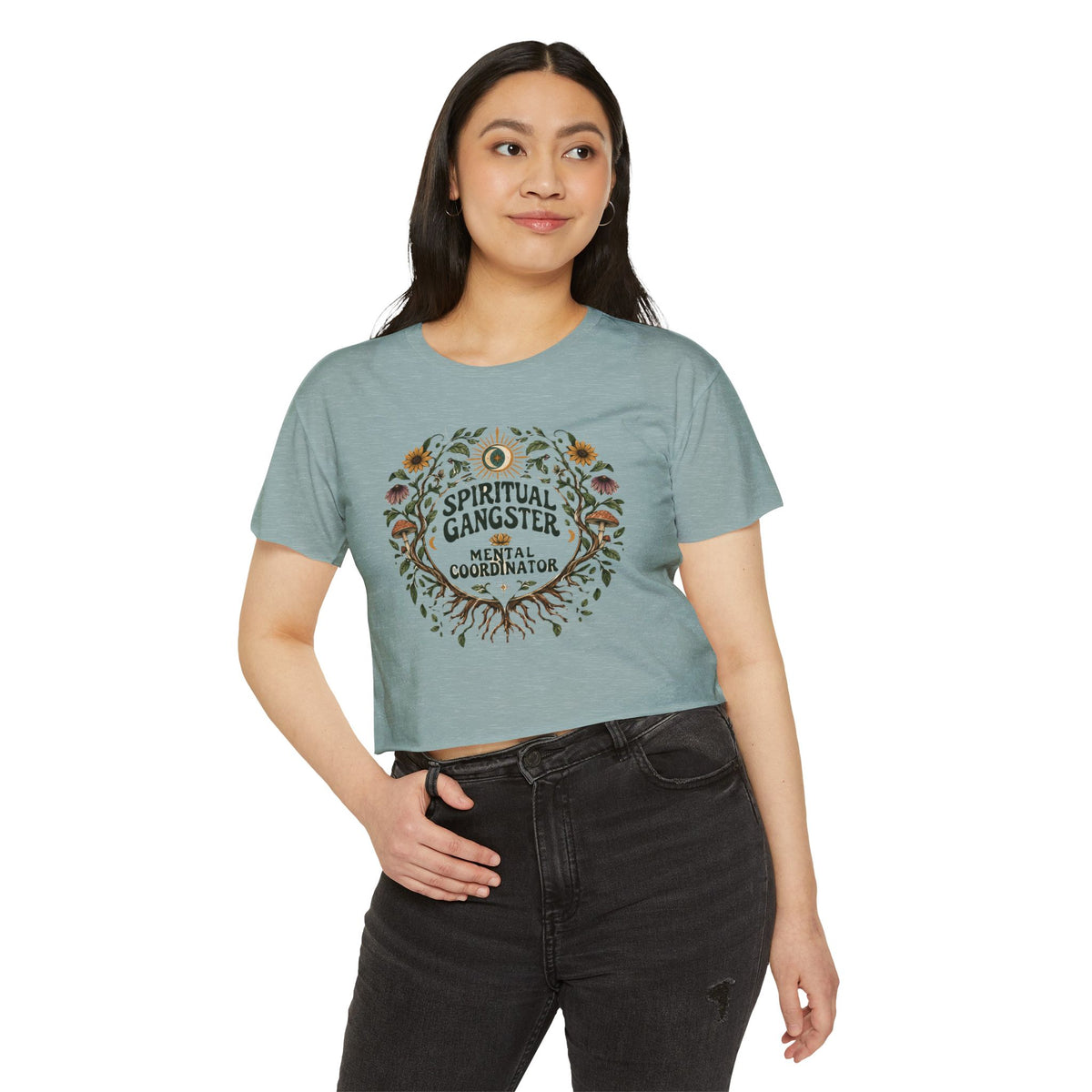 Spiritual Mental Coordinator Crop Top | Boho Floral Festival Tee