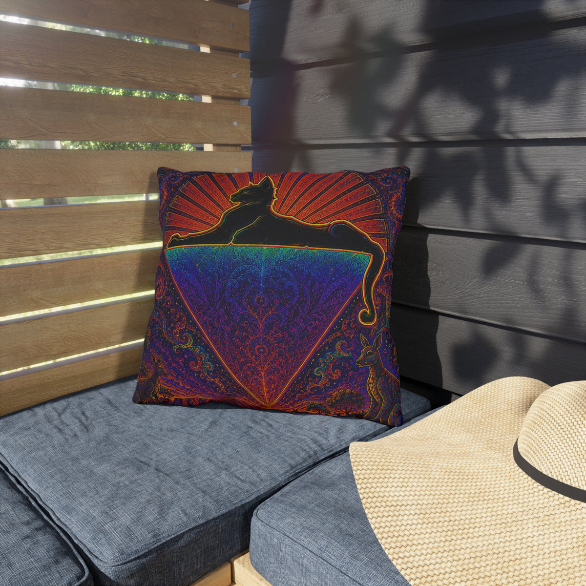 cats down under the stars outdoor pillow | Grateful Dead inspired