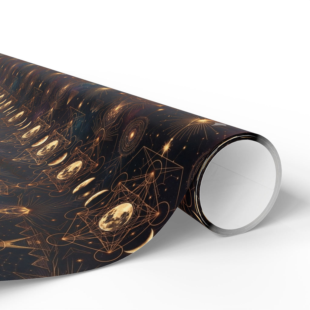 Gold Geometric Orb Pattern Wrapping Paper | Celestial Abstract Gift Wrap