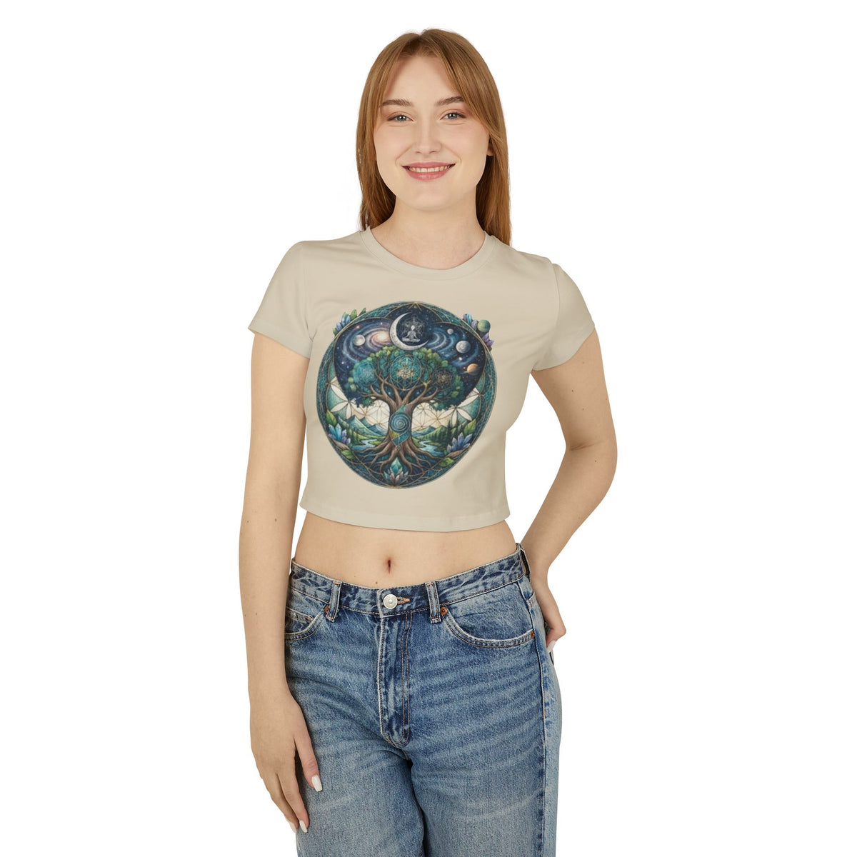 Tree of Life Mandala Crop Tee | Celestial Nature Graphic Tee